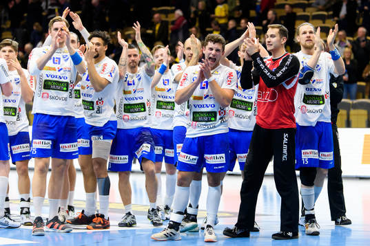 Skövdes spelare jublar