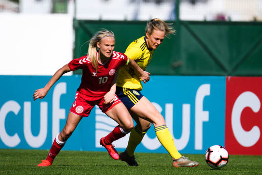 Pernille Harder of Denmark and Magdalena Eriksson of Sweden