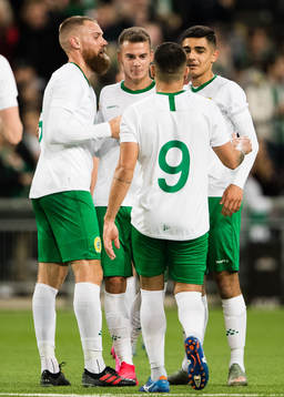 Hammarbys David Fällman, Paulinho och Aimar Sher jubalr