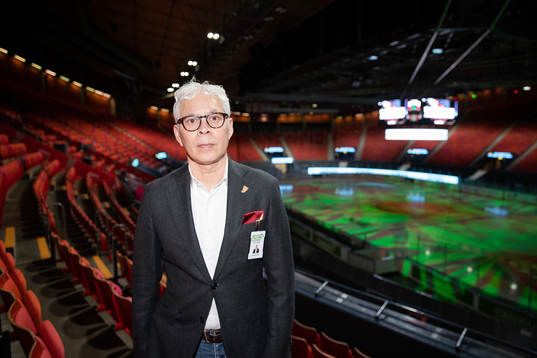 Frölundas presschef Peter Pettersson Kymmer innan