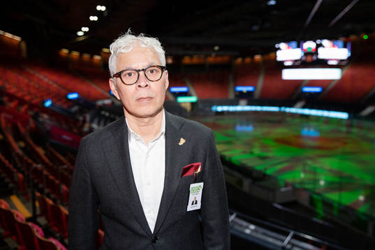 Frölundas presschef Peter Pettersson Kymmer innan