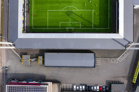 Drönarvy över Bravida Arena