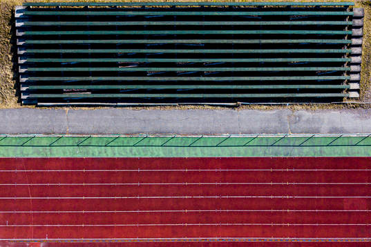 General view of an empty stand and running tracks as the