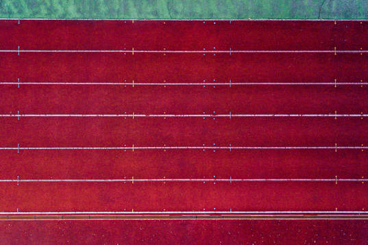 General view of empty running tracks as the Coronavirus,