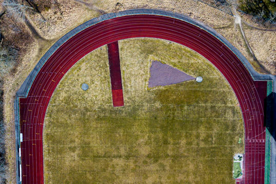 General view of an empty athletics venue as the