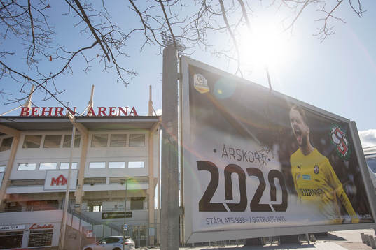 Exterior view of Behrn Arena as the coronavirus, COVID-19,