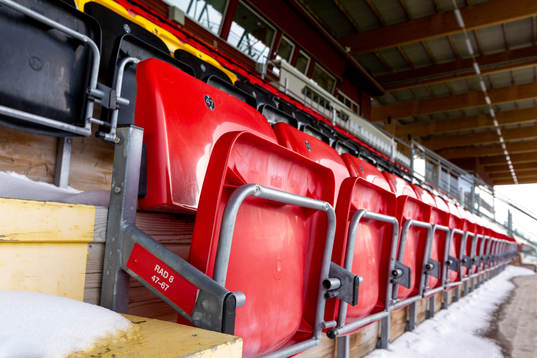Spectator seats at Jämtkraft Arena as the coronavirus,