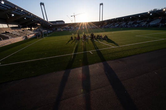 A football training at Bravida Arena as the coronavirus,