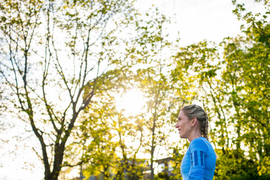 Norwegian athlete Karoline Bjerkeli Grøvdal trains