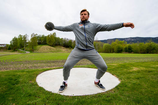 Norwegian discus thrower Ola Stunes Isene trains at the