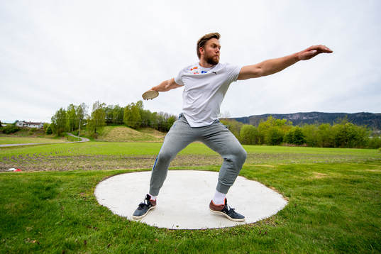Norwegian discus thrower Ola Stunes Isene trains at the