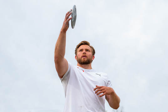 Norwegian discus thrower Ola Stunes Isene trains at the