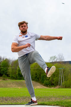 Norwegian discus thrower Ola Stunes Isene trains at the