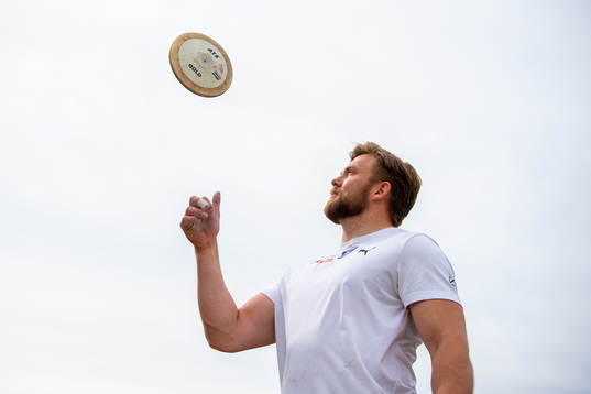Norwegian discus thrower Ola Stunes Isene trains at the