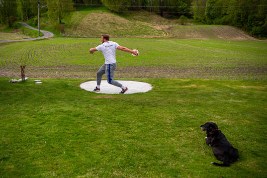 Norwegian discus thrower Ola Stunes Isene trains at the