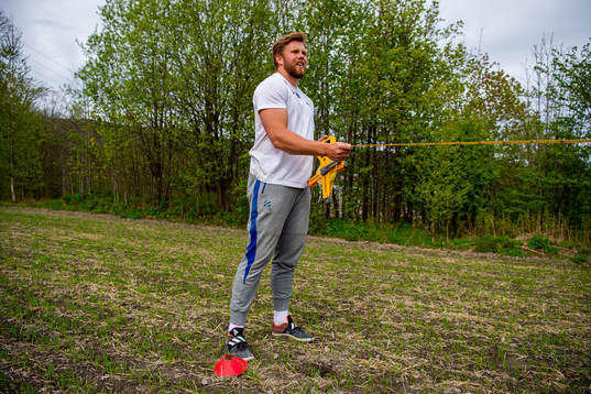 Norwegian discus thrower Ola Stunes Isene trains at the