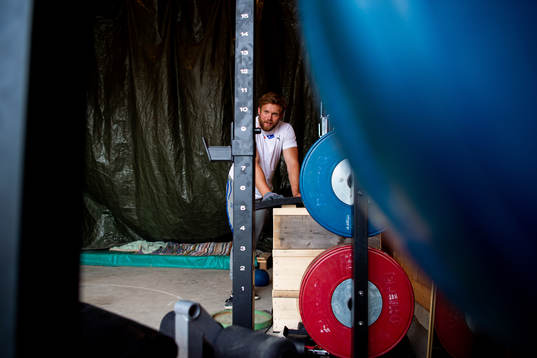 Norwegian discus thrower Ola Stunes Isene trains at the