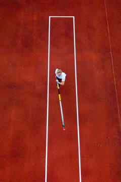 Norwegian pole vaulter Sondre Guttormsen trains at the