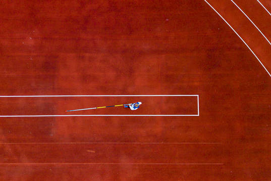 Norwegian pole vaulter Sondre Guttormsen trains at the