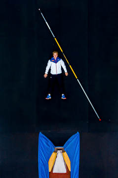 Norwegian pole vaulter Sondre Guttormsen poses for a