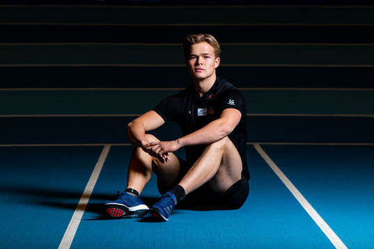 Norwegian pole vaulter Sondre Guttormsen poses for a