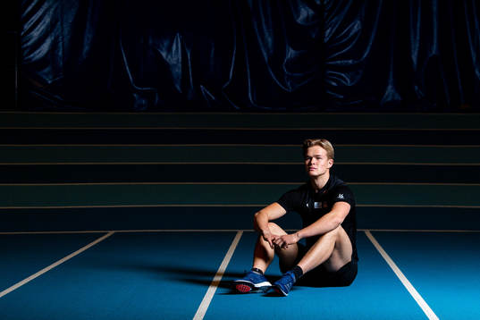 Norwegian pole vaulter Sondre Guttormsen poses for a