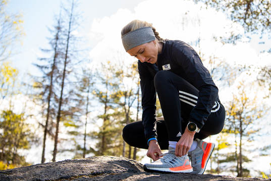 Norwegian athlete Karoline Bjerkeli Grøvdal trains in the