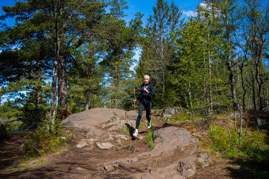 Norwegian athlete Karoline Bjerkeli Grøvdal trains in the