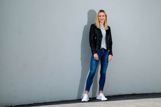 Norwegian athlete Karoline Bjerkeli Grøvdal poses for a