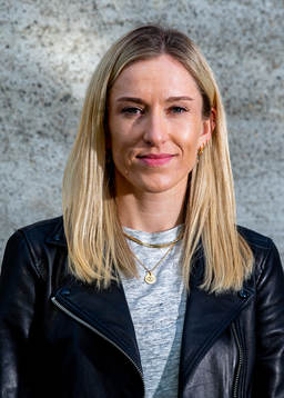 Norwegian athlete Karoline Bjerkeli Grøvdal poses for a