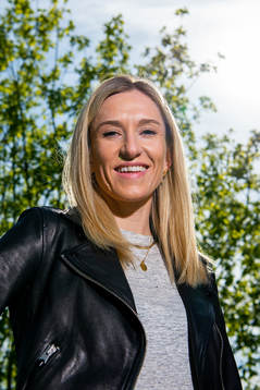 Norwegian athlete Karoline Bjerkeli Grøvdal poses for a