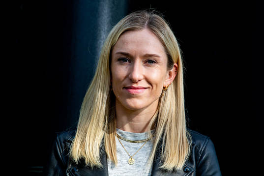 Norwegian athlete Karoline Bjerkeli Grøvdal poses for a