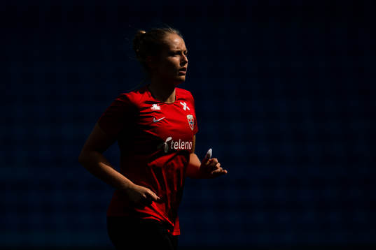Goalkeeper Aurora Mikalsen of the Norwegian national