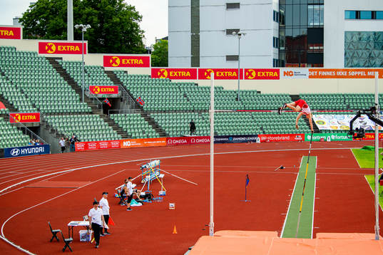 General view of empty seats at Bislett Stadion while Simen