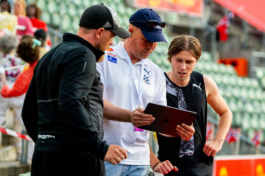 Pål Haugen Lillefosse of Norway looks at video replays