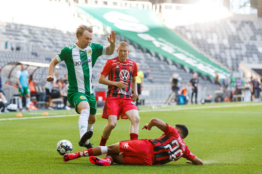 Hammarbys Tim Söderström mot Östersunds Simon Kroon och