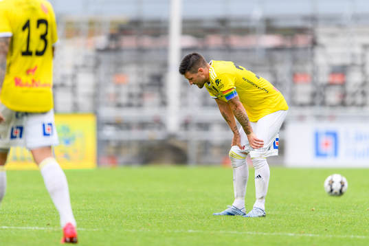 Falkenbergs Tibor Brink Joza deppar  fotbollsmatchen i