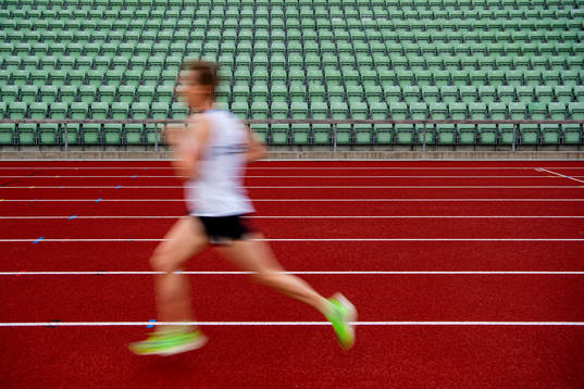 Empty seats in the stands as an athlete