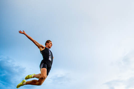 Henrik Flåtnes competes to win the men’s long jump