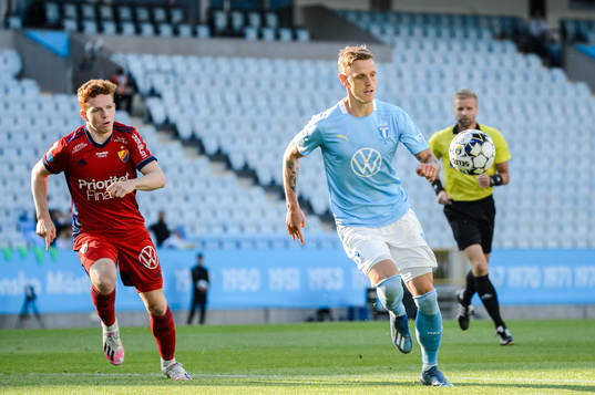 Djurgårdens Aslak Witry och Malmö FFs Sören Rieks