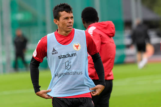 Kalmars Romario Pereira Sipiao före fotbollsmatchen i