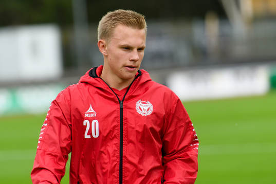 Kalmars Isak Jansson före fotbollsmatchen i Allsvenskan
