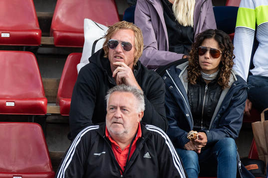Gustaf Hultgren and Angelica Bengtsson in the stands