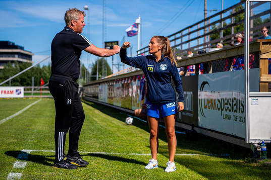 Roger Iversen, head coach of Fram, and Renate Blindheim,