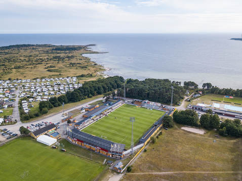 Flygfoto över Strandvallen