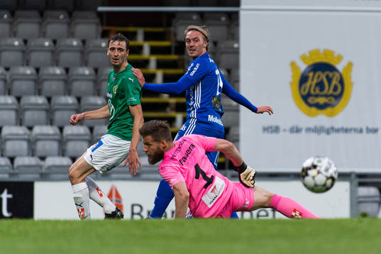 Jönköpings Jetmir Haliti och målvakt Frank Pettersson
