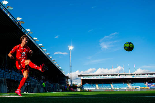 Fredrik Haugen of Brann takes a corner kick