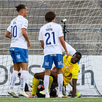 Mål 1-1 av Mjällbys Moses Ogbu