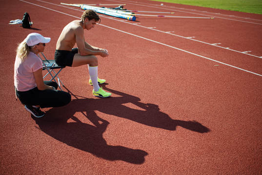 Swedish pole vaulter Armand Duplantis together with his