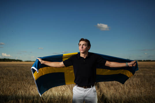 Swedish pole vaulter Armand Duplantis poses for a portrait